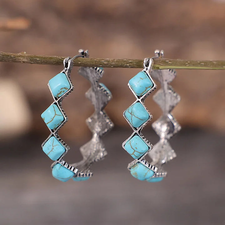 Pendientes vintage de turquesa en forma de U