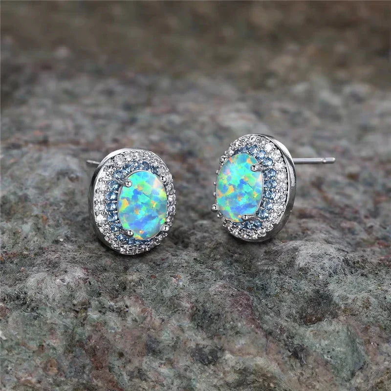 Pendientes Redondos Antiguos de Piedra Turquesa