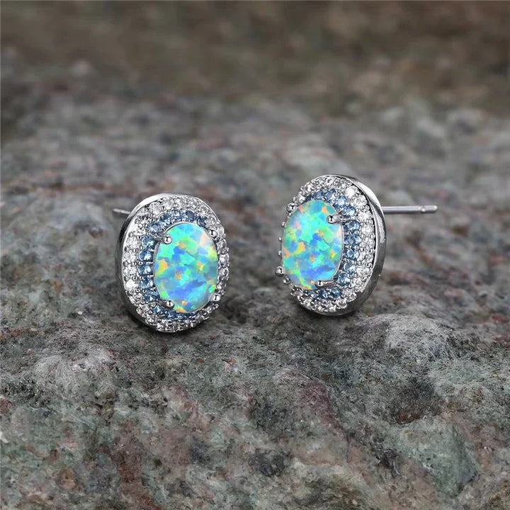 Pendientes Redondos Antiguos de Piedra Turquesa