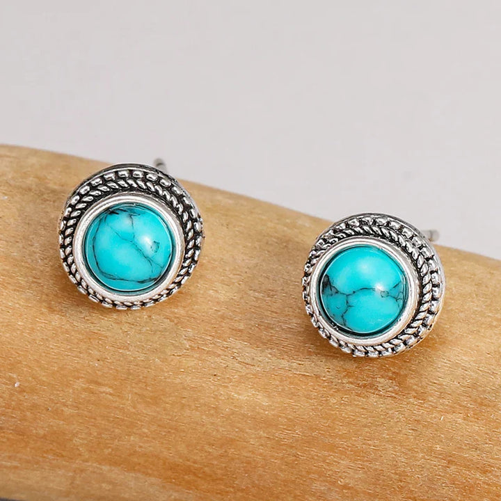 Pendientes de botón imitación turquesa vintage