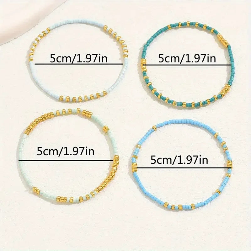 Conjunto de Pulseras de Kralen Turquesa Chic Bohemio
