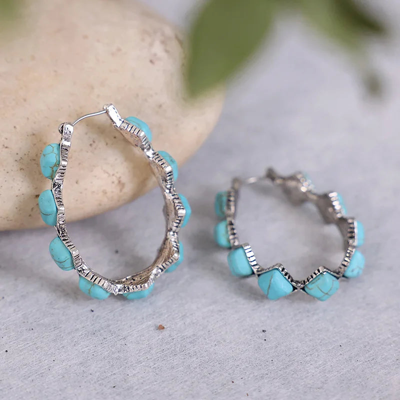 Pendientes vintage de turquesa en forma de U