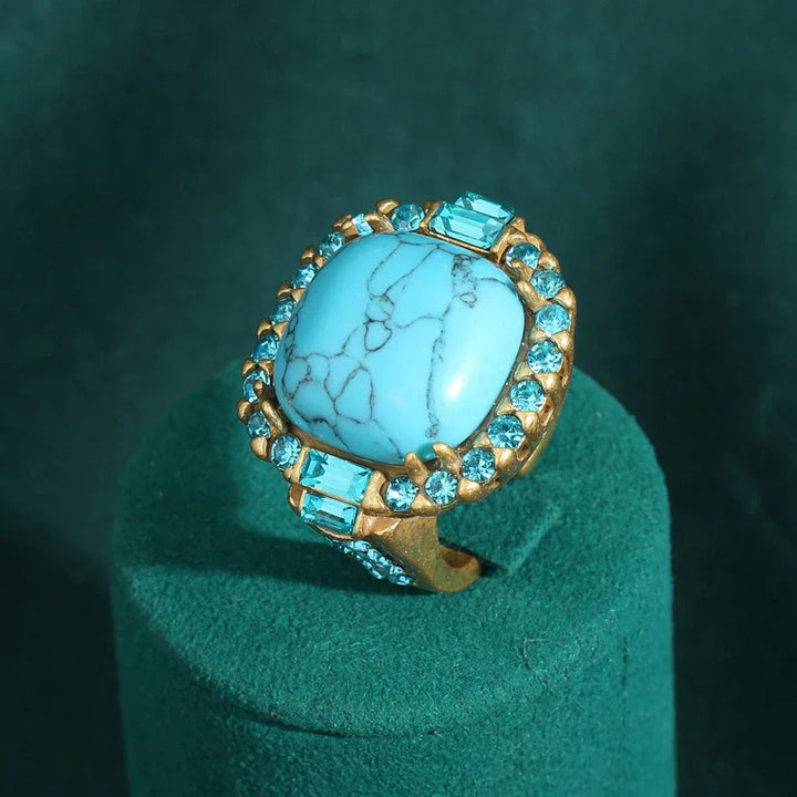 Anillo Vintage Art Déco en Turquesa y Oro