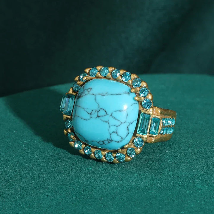 Anillo Vintage Art Déco en Turquesa y Oro