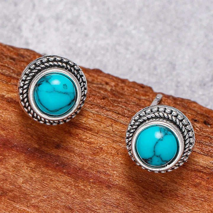Pendientes de botón imitación turquesa vintage