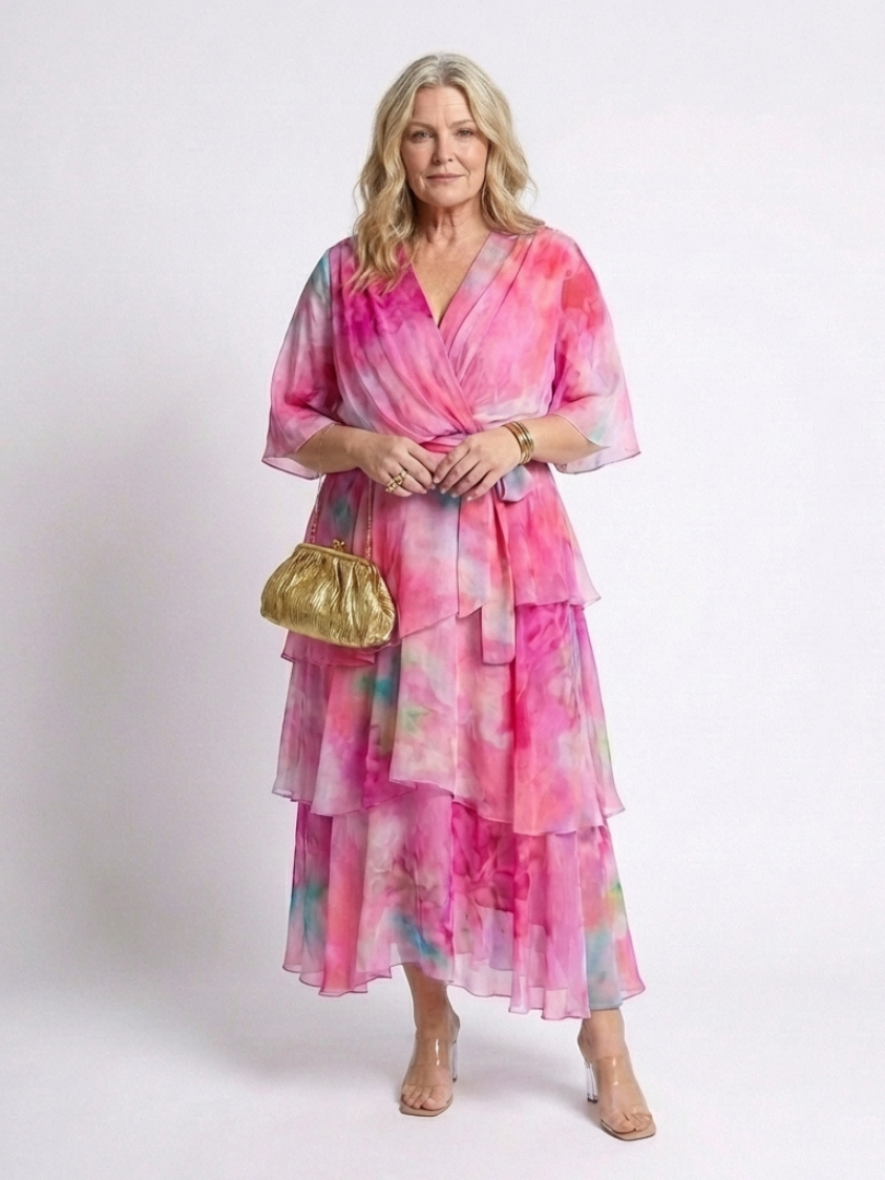 Calista | Vestido maxi transparente con escote en V y cinturón anudado