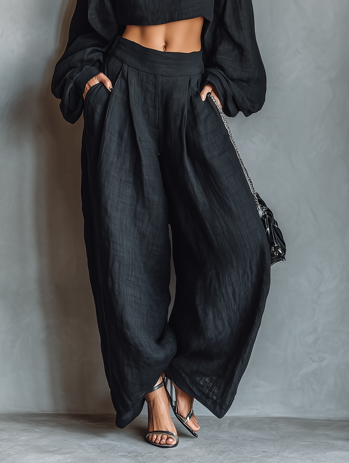 Tess™ | Conjunto de hombros descubiertos con pantalón ancho