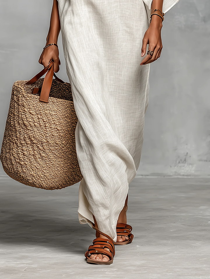 Aveline™ | Vestido maxi con hombros al descubierto y mangas murciélago