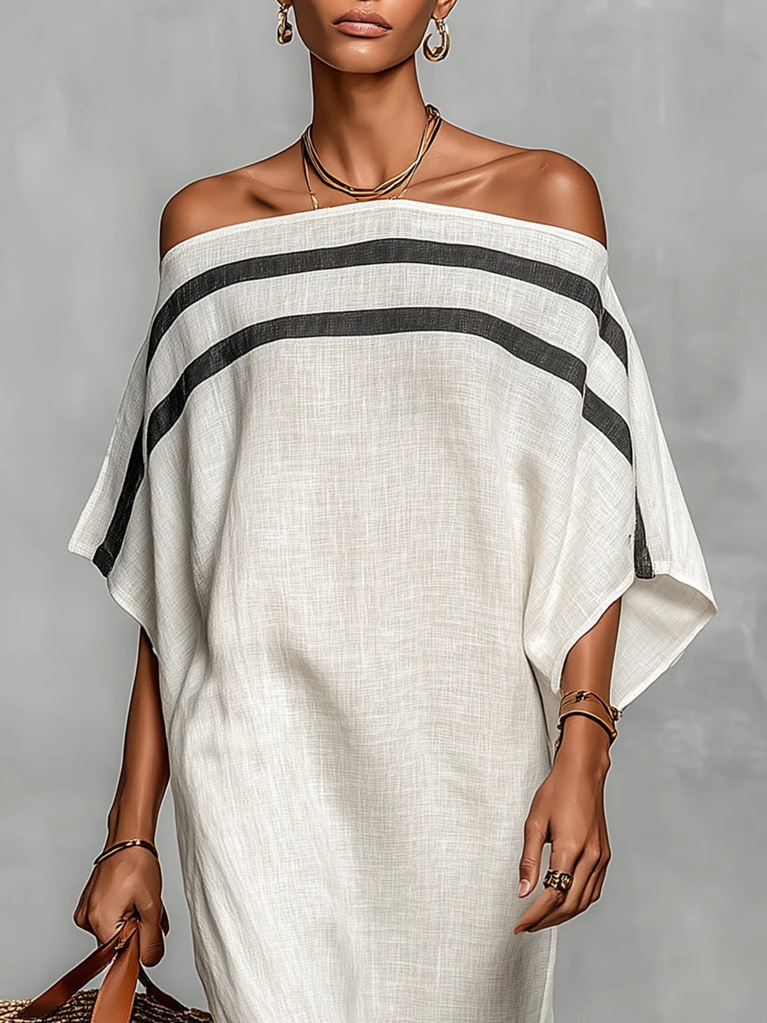 Aveline™ | Vestido maxi con hombros al descubierto y mangas murciélago