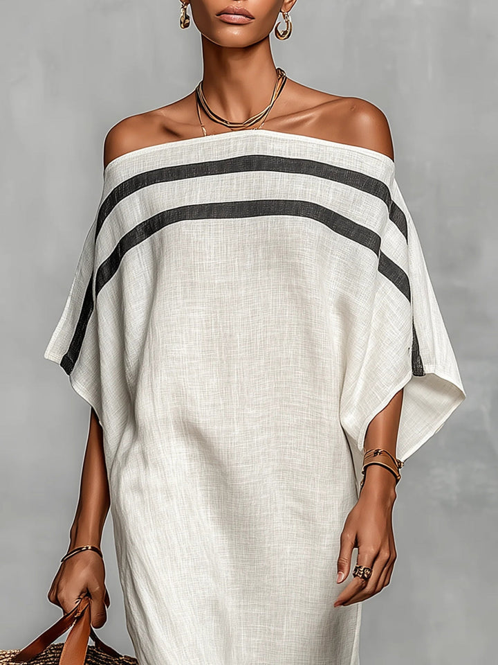 Aveline™ | Vestido maxi con hombros al descubierto y mangas murciélago