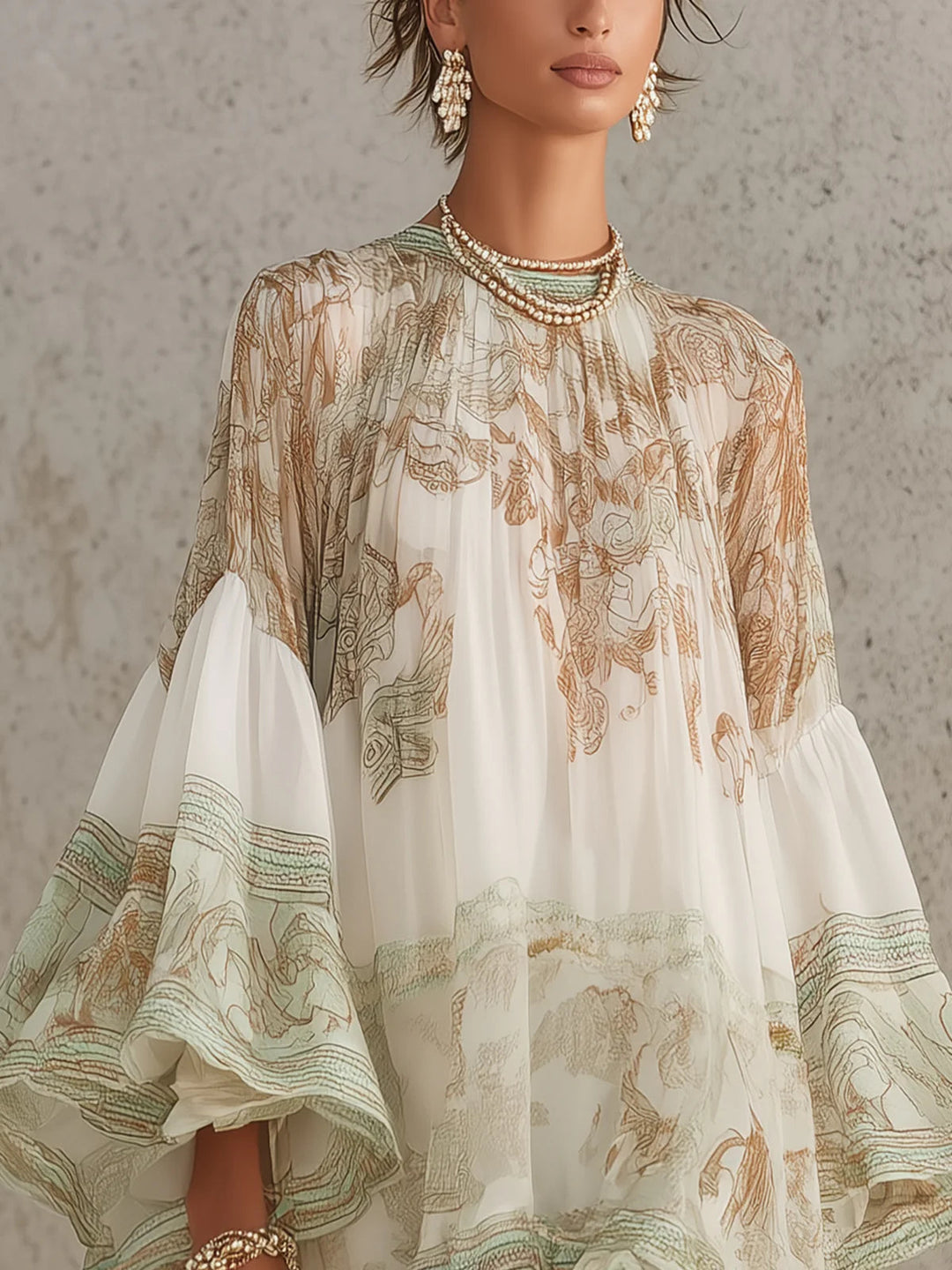 Rosalie | Mini Vestido de Muselina con Volantes y Ribete Verde a Rayas