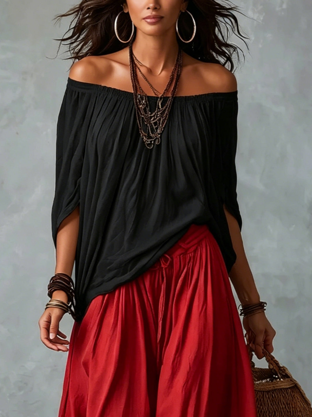 Conjunto Top Off-Shoulder & Pantalón Lantern