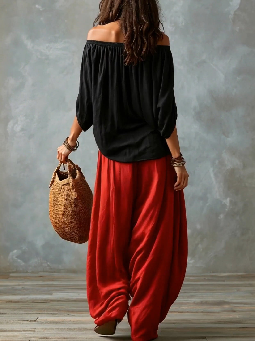 Conjunto Top Off-Shoulder & Pantalón Lantern
