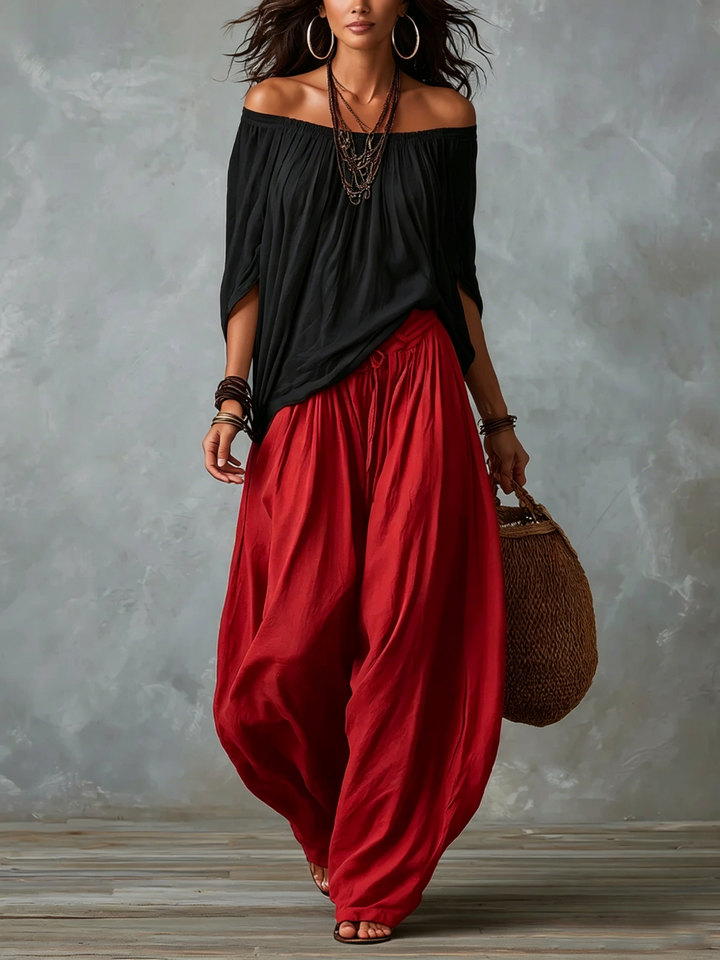 Conjunto Top Off-Shoulder & Pantalón Lantern