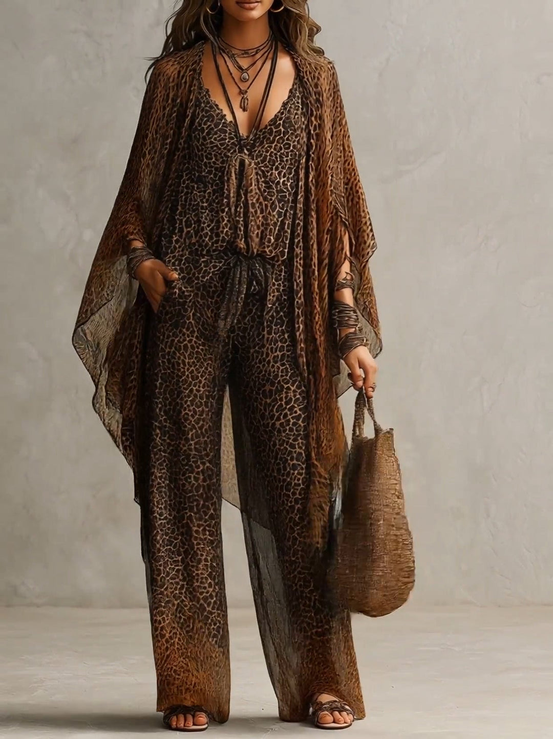 Conjunto Luxe Boho de Leopardo de 3 Piezas