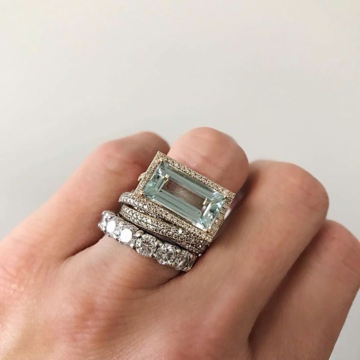Conjunto de Anillos de Vidrio Turquesa Plata Vintage (3 Anillos)