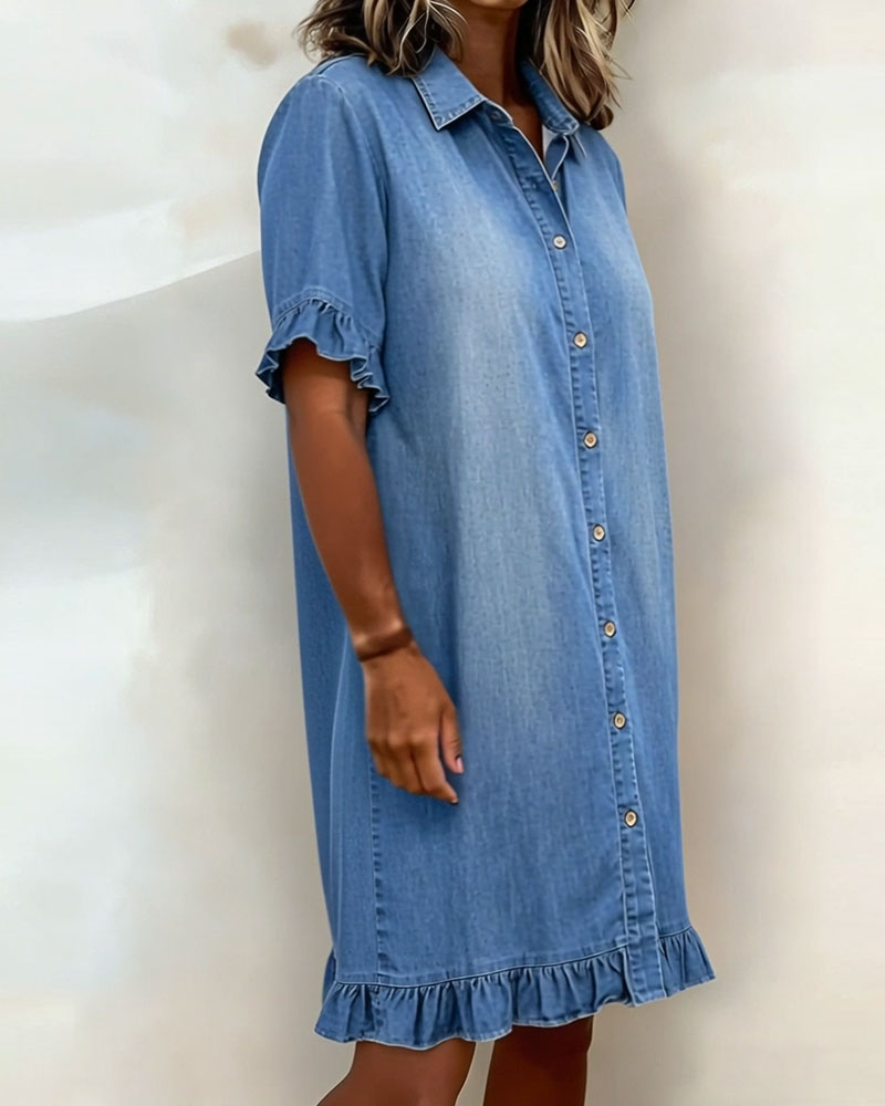 Maria | Vestido de Denim Cómodo con Pliegues Elevadores