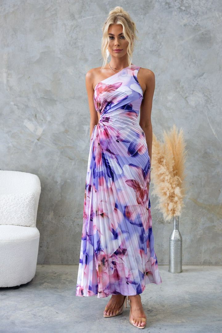 ELLA | Vestido midi con pliegues y un hombro