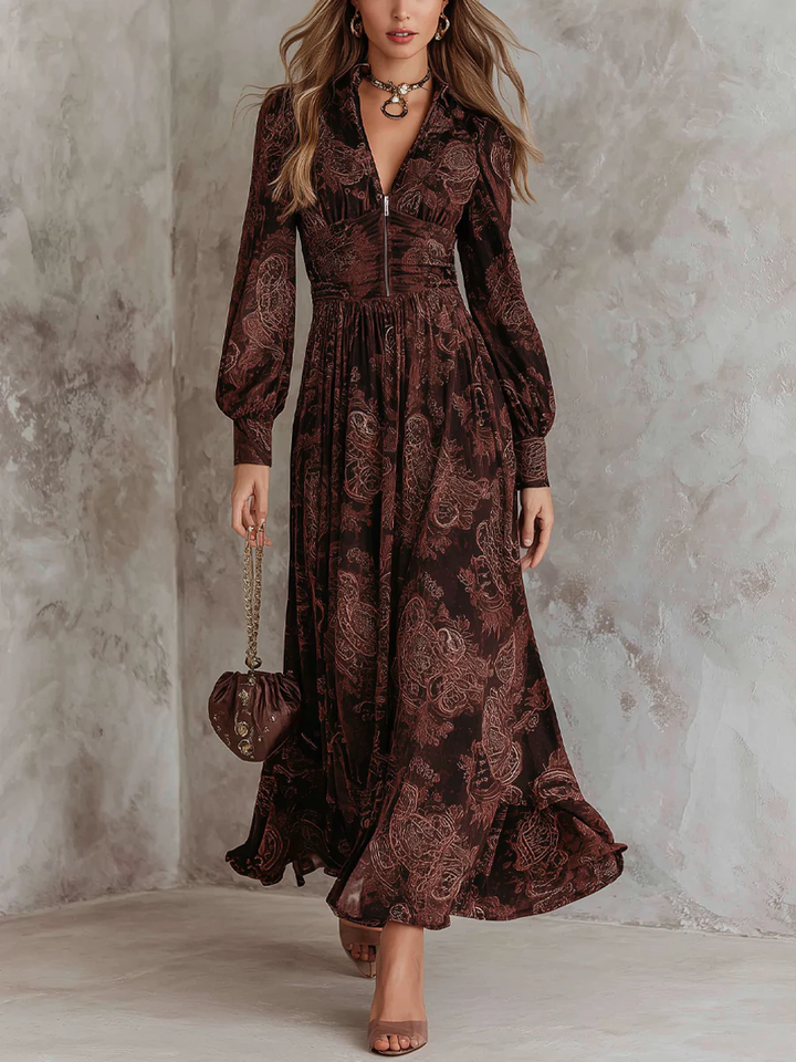 Ariane™ | Vestido maxi con estampado paisley y cintura ajustada