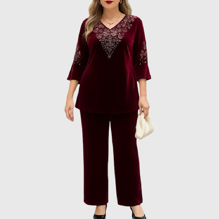 Elvire - Conjunto elegante de dos piezas en terciopelo