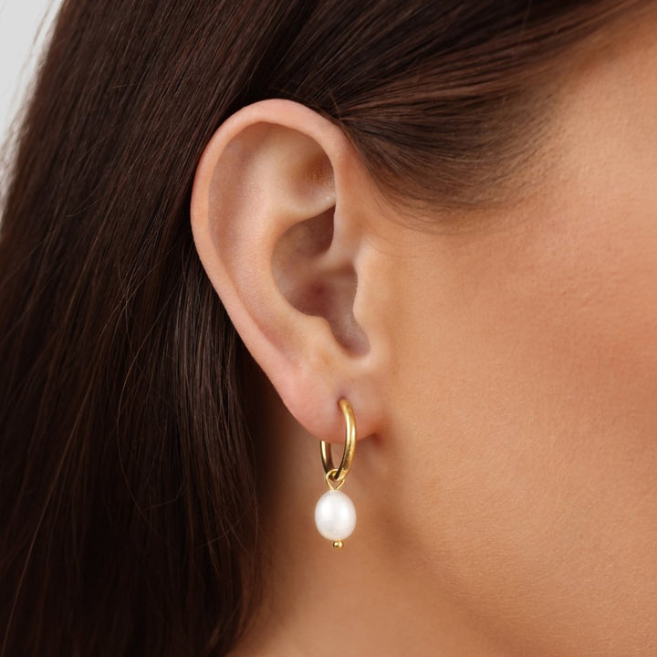Los Pendientes de Aro Clásicos con Perlas