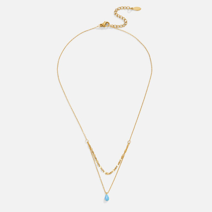 Collar de capas con gota de ópalo azul