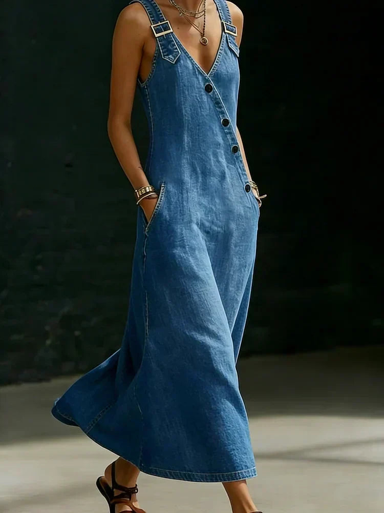 Vera | Vestido de mezclilla largo con botones