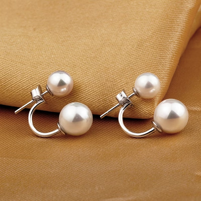 Pendientes de perlas dobles