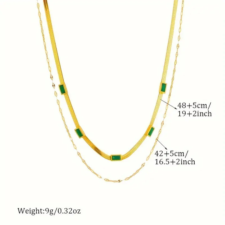 Collar Sorella Gem Doble Capa Retro Dorado