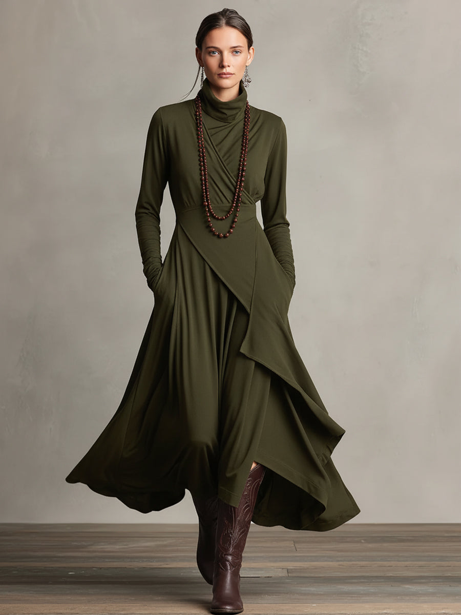 Ropa Maxi Asimétrica Plisada de Algodón Boho Morado para Mujeres MDA2055J9I
