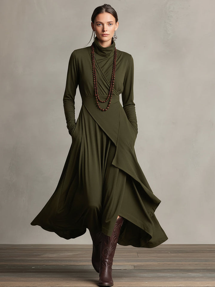 Ropa Maxi Asimétrica Plisada de Algodón Boho Morado para Mujeres MDA2055J9I