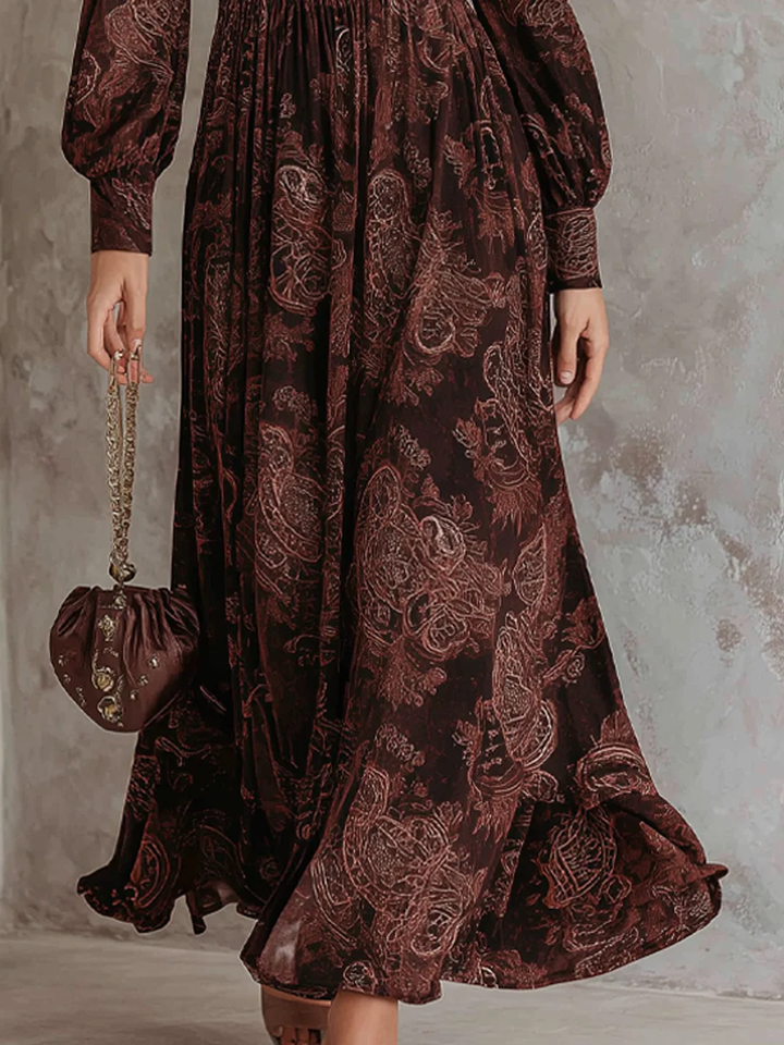 Ariane™ | Vestido maxi con estampado paisley y cintura ajustada