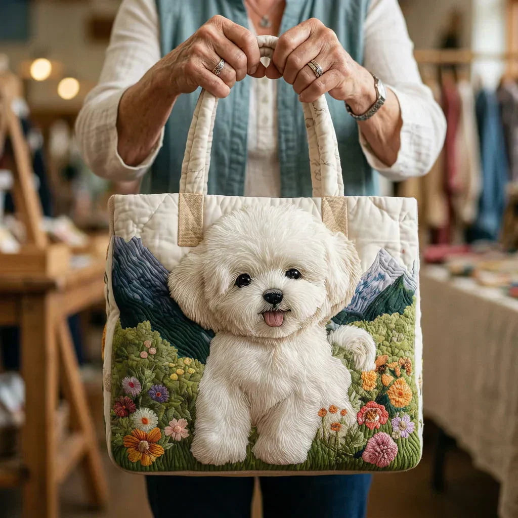 Bolsa de tela acolchada hecha a mano - Perro Encantado