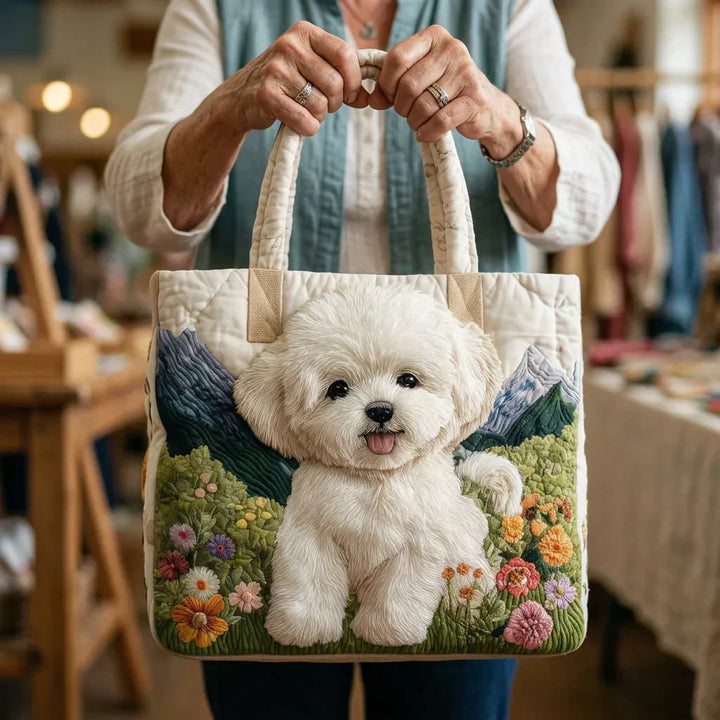 Bolsa de tela acolchada hecha a mano - Perro Encantado