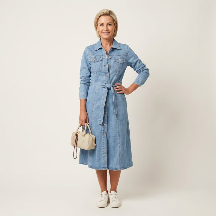 Maribell | Vestido Maxí de Denim con Mangas Largas