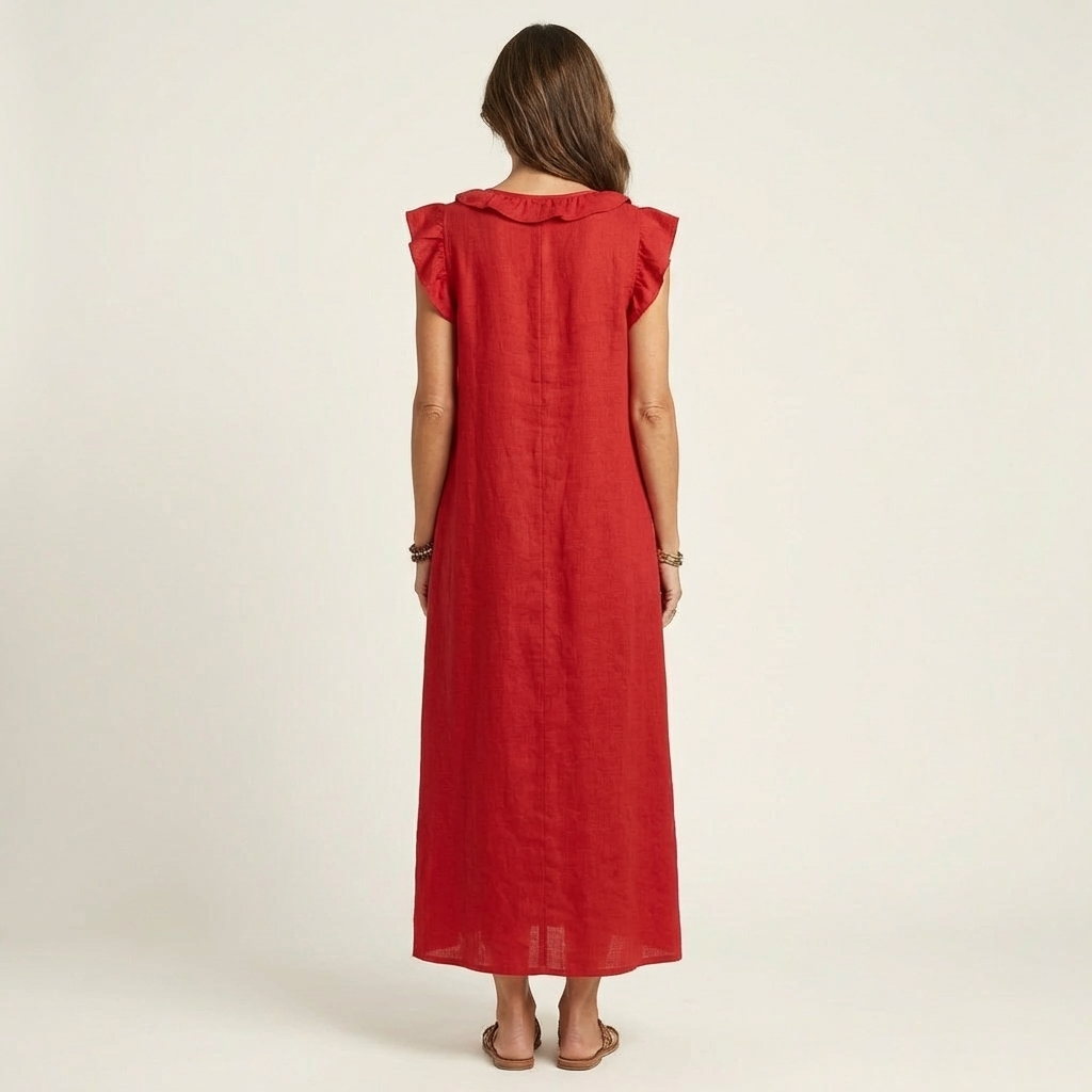 Josette | Vestido Maxi con Volantes Cuello V