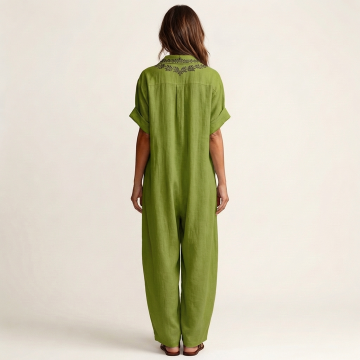 Amarina | Vestido Maxi con Cuello en V Bordado