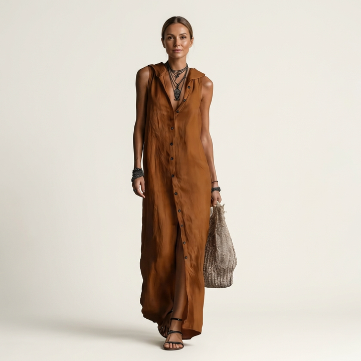 Mirabell | Vestido Maxi Sin Mangas con Botones en la Parte Delantera