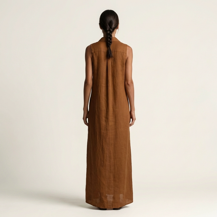 Mirabell | Vestido Maxi Sin Mangas con Botones en la Parte Delantera