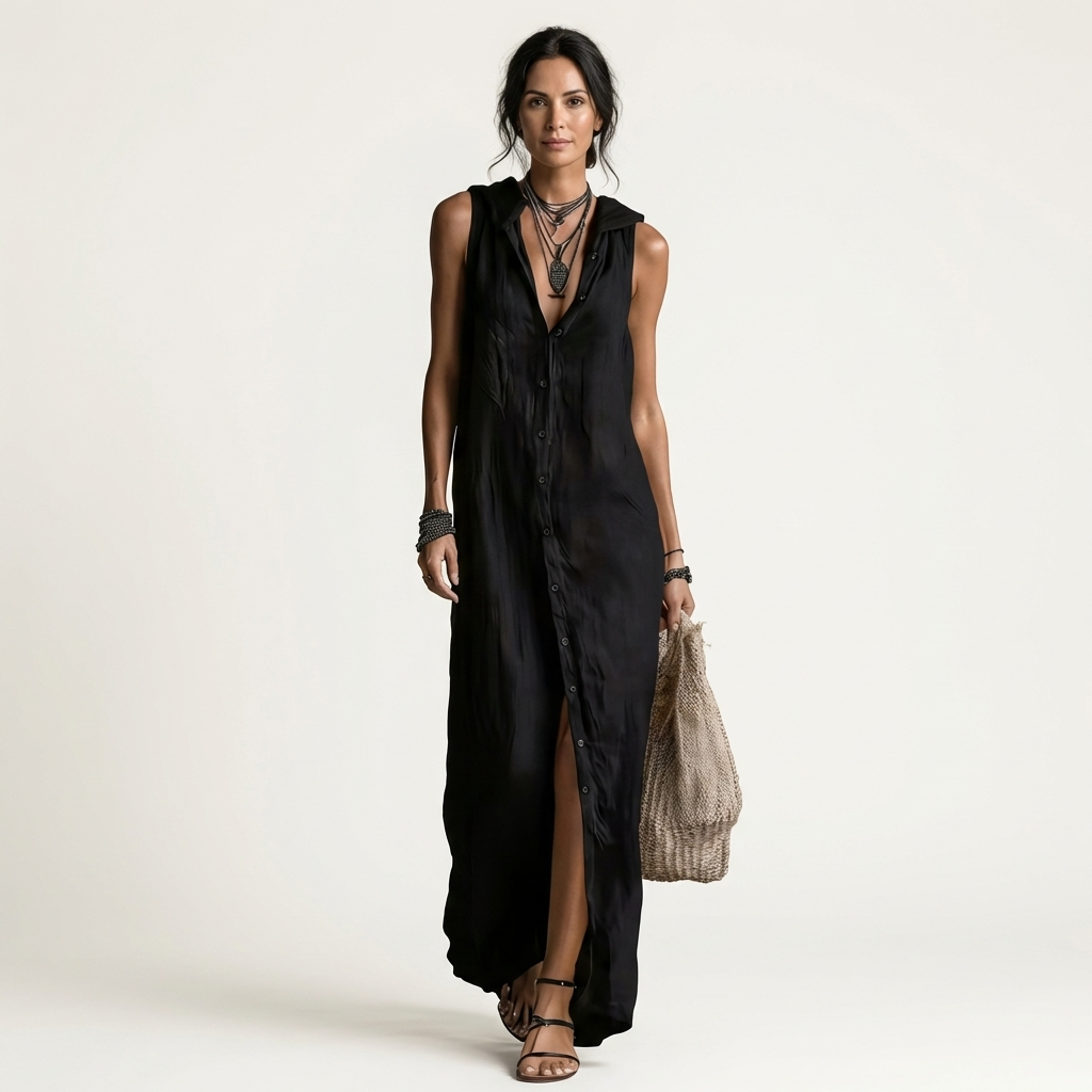 Mirabell | Vestido Maxi Sin Mangas con Botones en la Parte Delantera