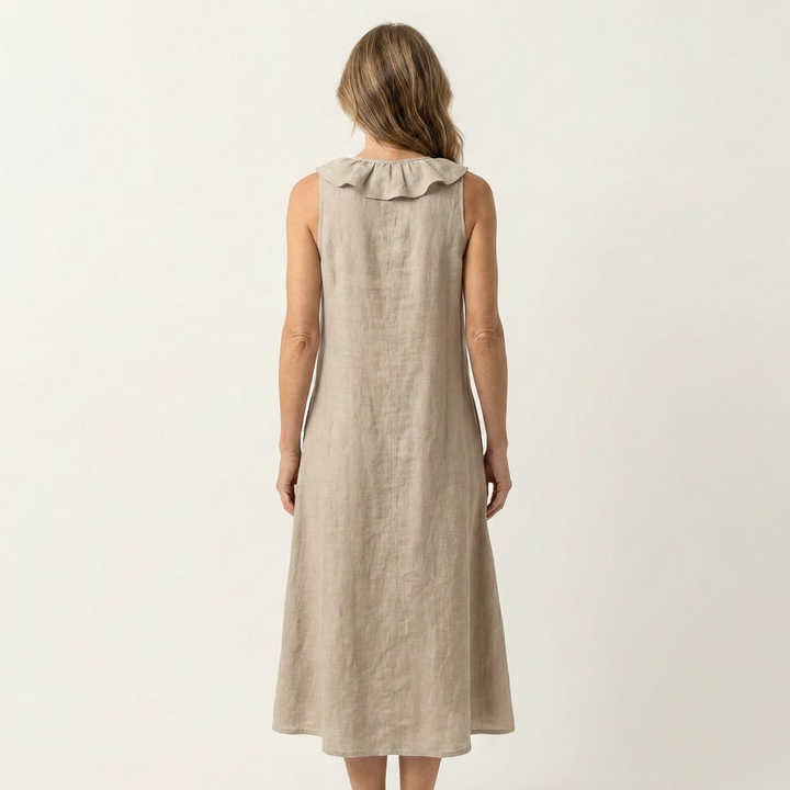 Vicky | Vestido Maxi Sin Mangas con Escote en V y Volante