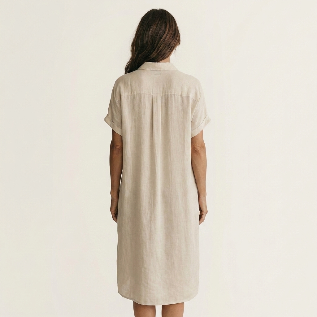 Nidalie | Vestido Químise Midi con Mangas Rizadas