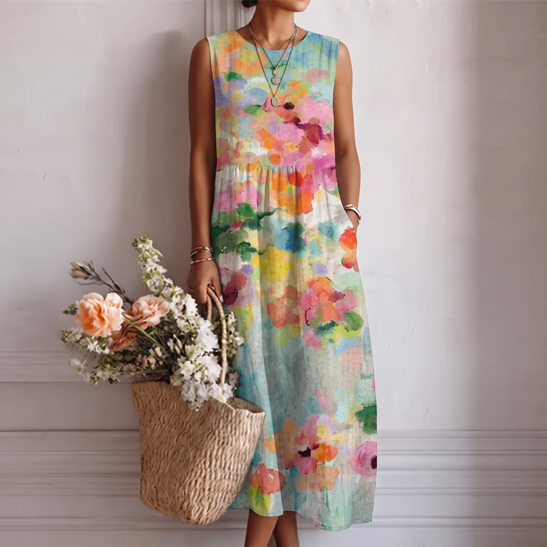 Vestido midi multicolor elegante Carla