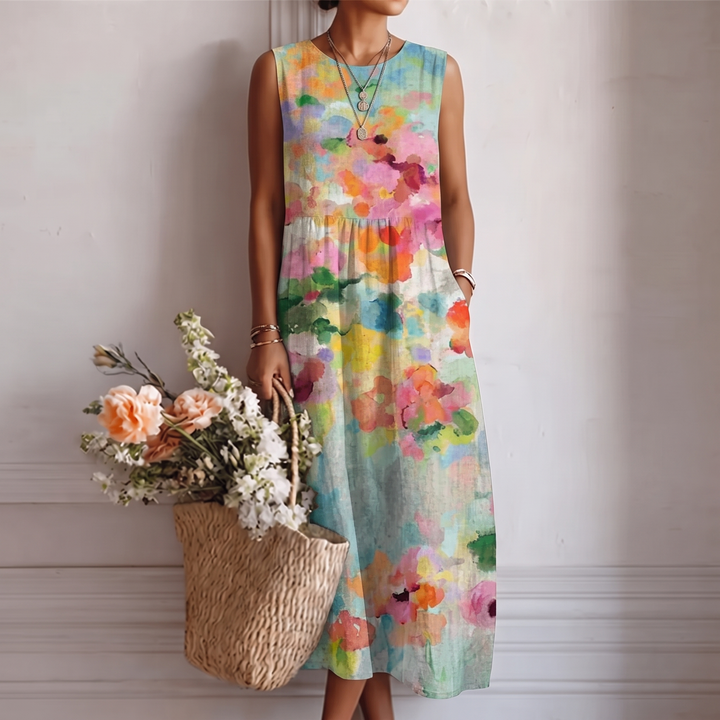 Vestido midi multicolor elegante Carla