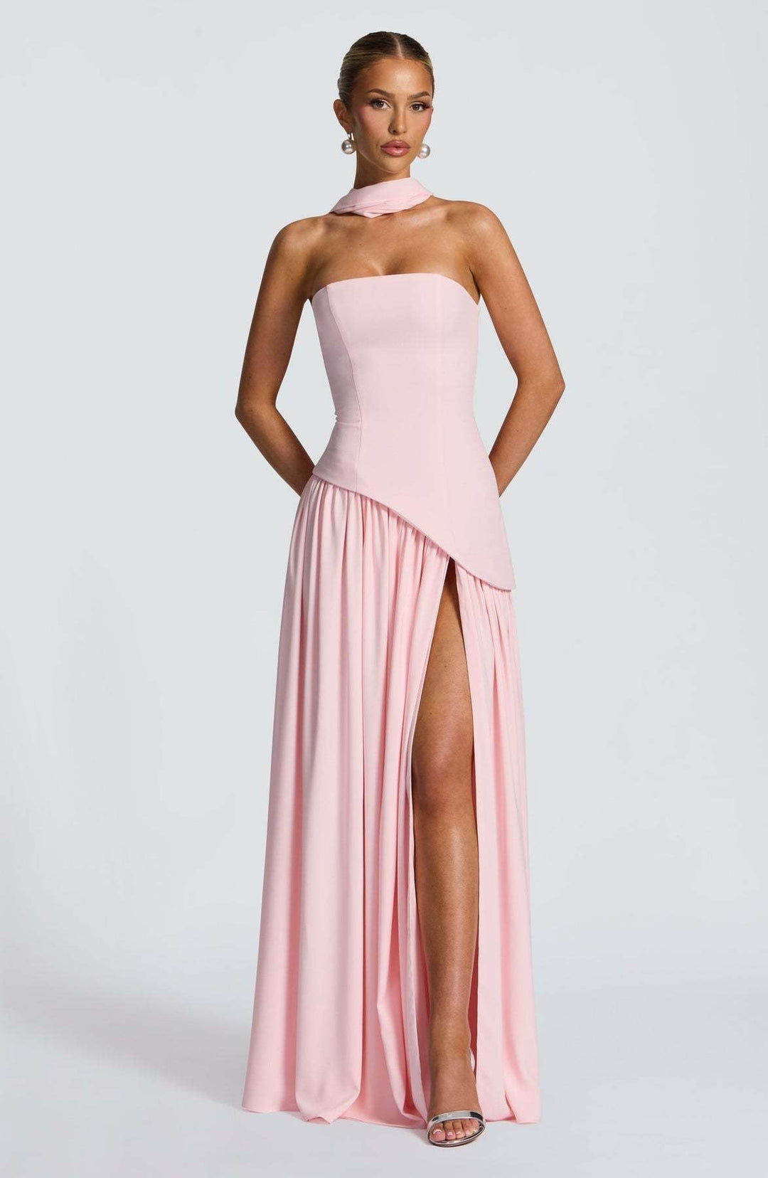 LINA | Vestido Maxi Sin Tirantes con Abertura Alta