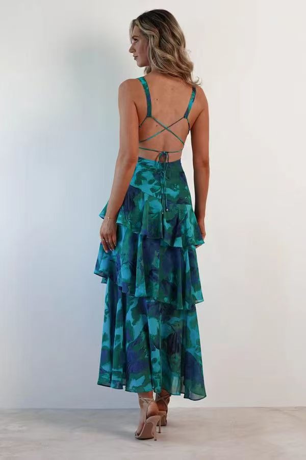 LISA | Vestido Maxi con Volantes Florales