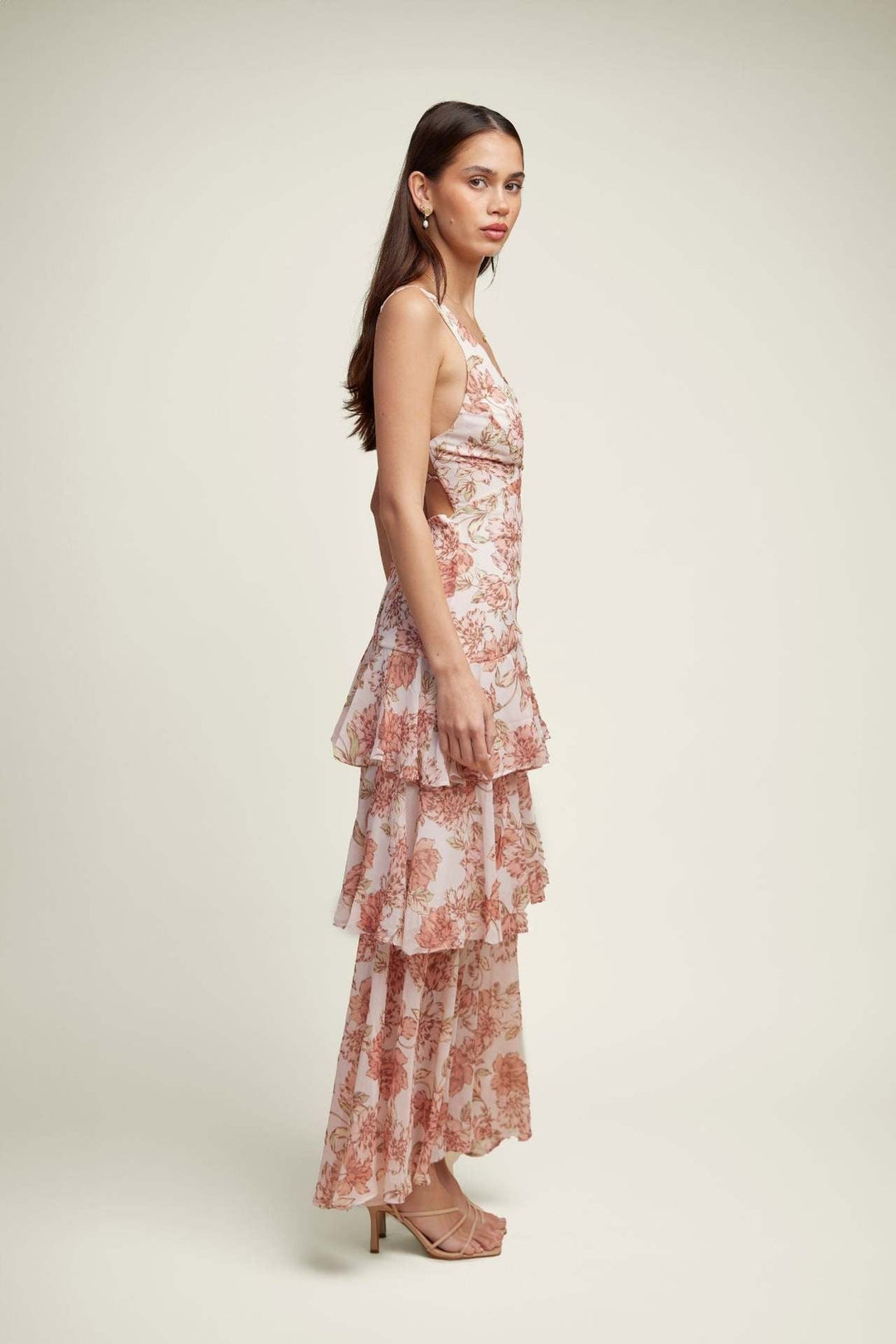 LISA | Vestido Maxi con Volantes Florales