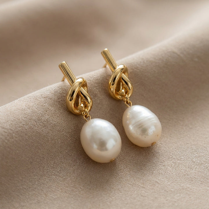 Pendientes Elegancia Perla Anudada