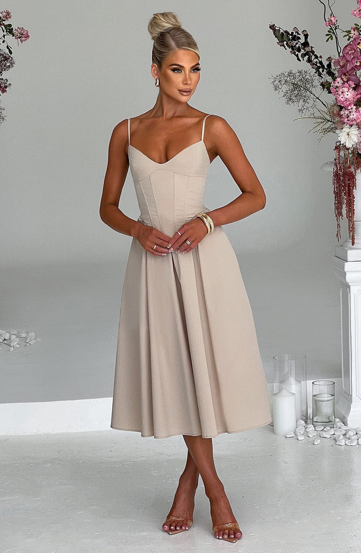 MAILEEN | Vestido Midi Elegante Estilo Corsé