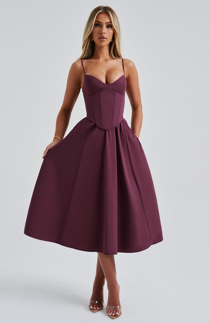 MAILEEN | Vestido Midi Elegante Estilo Corsé